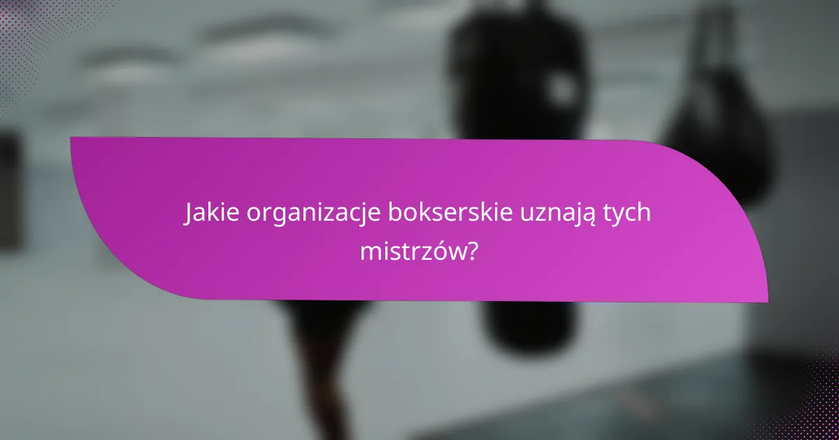 Jakie organizacje bokserskie uznają tych mistrzów?