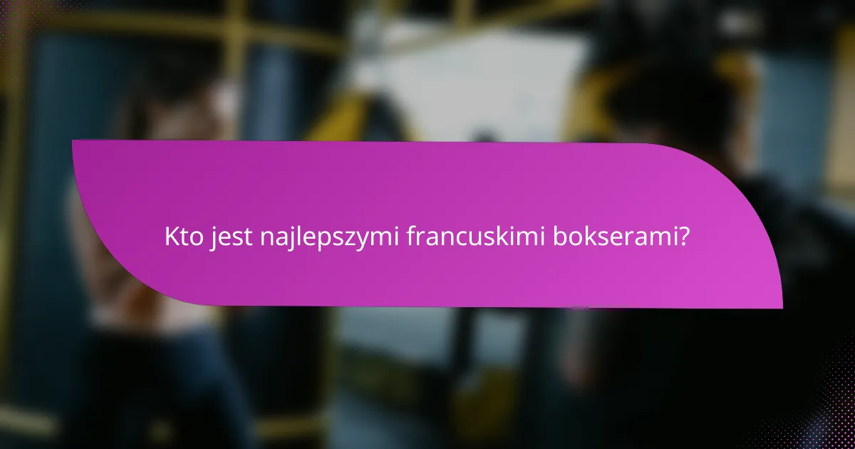 Kto jest najlepszymi francuskimi bokserami?